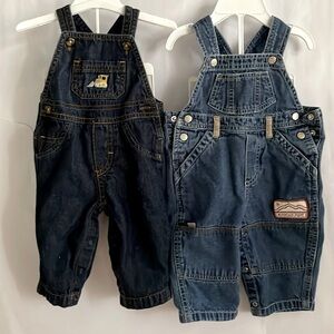 Two Pair Denim Overalls Boys Sizes 3 months & 3-6 months